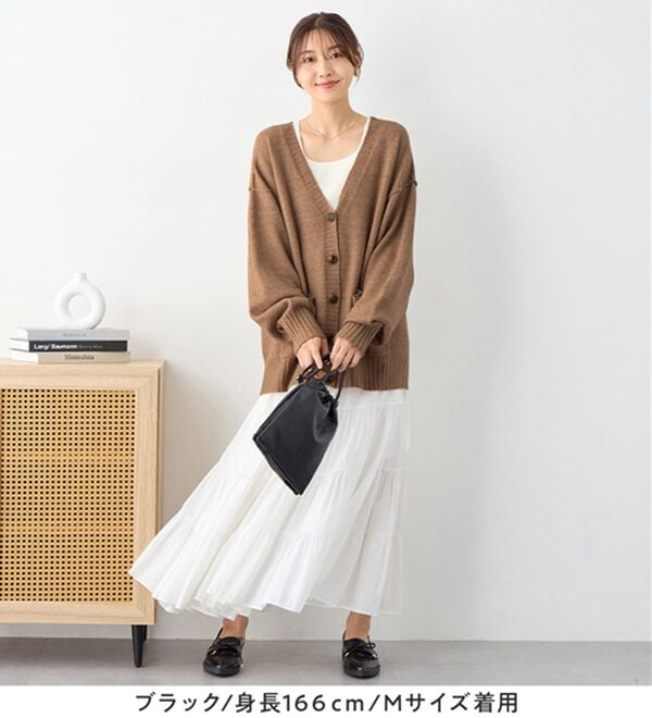 Viola e Viola（ヴィオラ エ ヴィオラ）の「洗えるもちもち　ミドル丈ニットカーデ（ニットカーディガン）」｜詳細画像