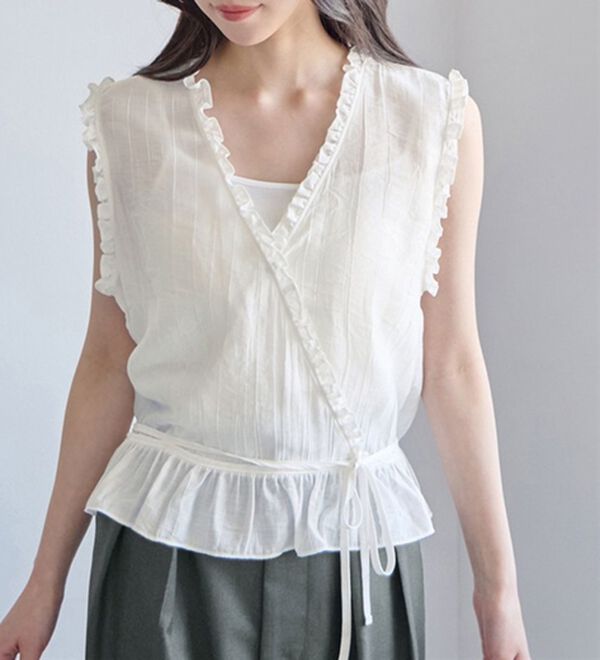 CHAN ME（チャンミ）の「カシュクールフリルブラウス（ブラウス）」｜詳細画像