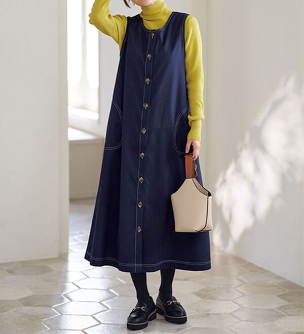 BELLUNA（ベルーナ）の「＜＆ｃｏｃｏｃｈｉ＞ハピネスコットン100％&times;吸湿発熱リブタートルニット（ニット・セーター）」｜詳細画像