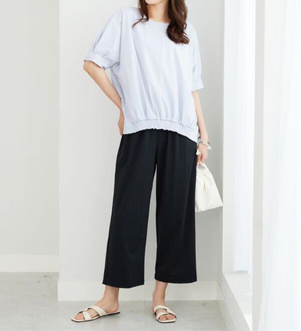 BELLUNA（ベルーナ）の「ヒンヤリ爽快！裾ギャザープルオーバー（カットソー）」｜詳細画像