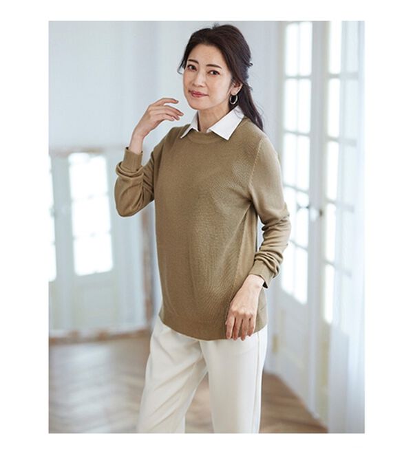 BELLUNA（ベルーナ）の「重ね衿付！細見えニットプルオーバー（ニット・セーター）」｜詳細画像