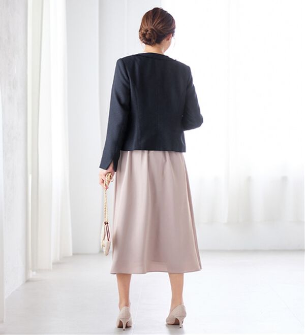 入学式卒業式に！フリンジ使いツイードノーカラージャケット＜M