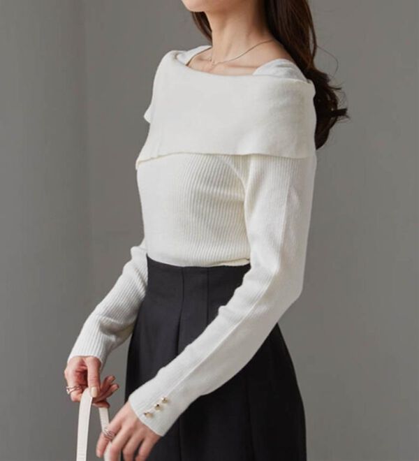 RANAN（ラナン）の「アシメオフショルリブニット（ニット・セーター）」｜詳細画像