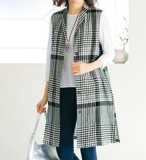 ルフラン（ルフラン）の「サラりと羽織るチェック柄ジレ（ジレ）」｜黒