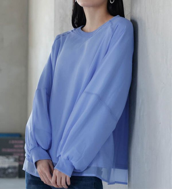 RANAN（ラナン）の「裏起毛シアー素材レイヤードスウェット（カットソー）」｜詳細画像