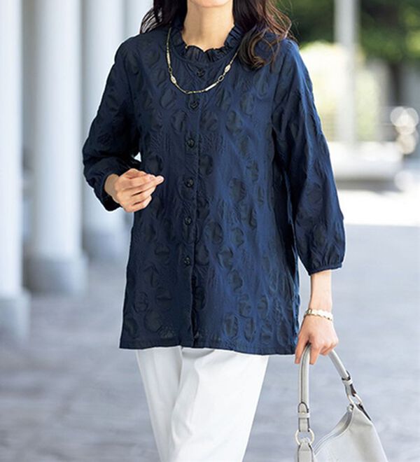 ルフラン（ルフラン）の「【２色組】ぽこぽこ可愛い涼やかブラウス（ブラウス）」｜詳細画像