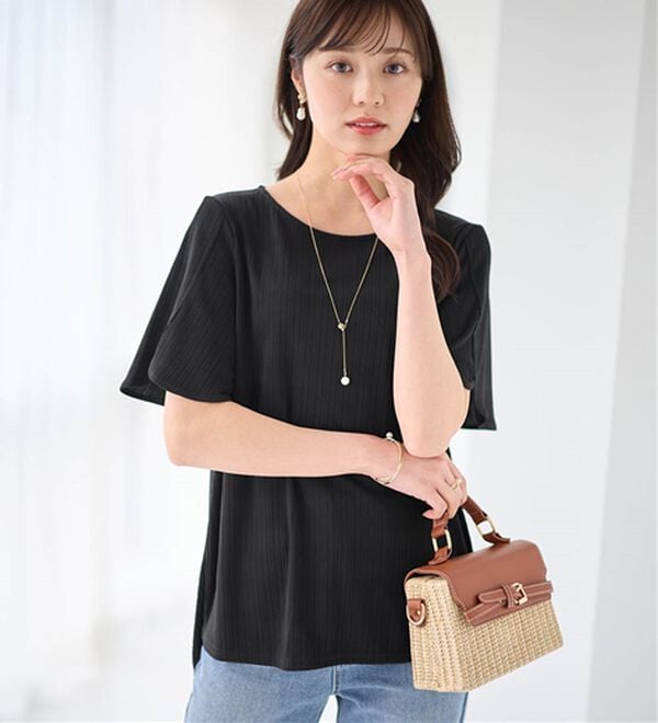 alotta（アロッタ）の「【4つの機能付】ひんやりチューリップ袖ブラウスTシャツ（カットソー）」｜詳細画像