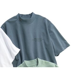「クロコダイル　接触冷感モックネック鹿の子Ｔシャツ（メンズＴシャツ）」｜ブルーグレー