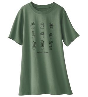 BELLUNA（ベルーナ）の「ひんやリッチコットン大人のおしゃれプリントチュニック（チュニック）」｜サボテン