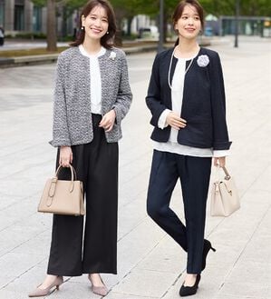 Viola e Viola（ヴィオラ エ ヴィオラ）の「【選べるボトムス】２点セット洗える！ツイードセットアップスーツ（パンツスーツ）」｜詳細画像