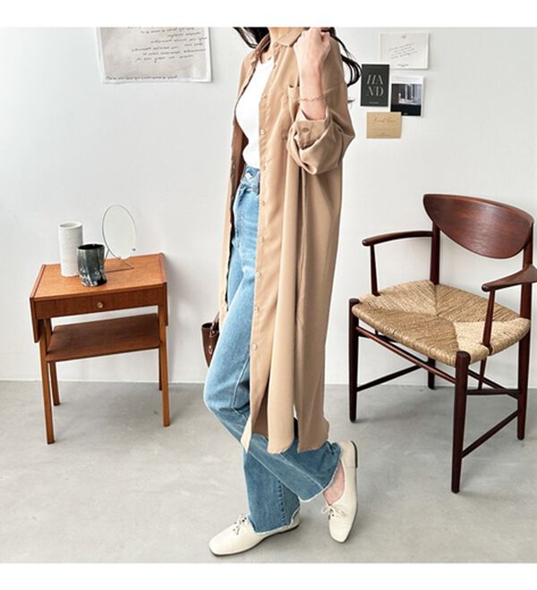 GeeRA（ジーラ）の「スリット入りロングシャツワンピース（シャツワンピース）」｜詳細画像