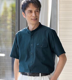 「＜ゴールデンベア＞バンドカラードビー織リラックスシャツ（メンズシャツ）」｜詳細画像