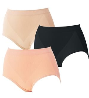 LAVIENNE（ラヴィエンヌ）の「綿混のびのびフィットミラクるショーツ（ショーツ）」｜3色組(ﾍﾞｰｼﾞｭ･ﾌﾞﾗｯｸ･ｵﾚﾝｼﾞ)