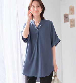 Viola e Viola（ヴィオラ エ ヴィオラ）の「【接触冷感】ひんやり！さらさらＥＡＳＹタックスキッパーチュニック（チュニック）」｜ブルー