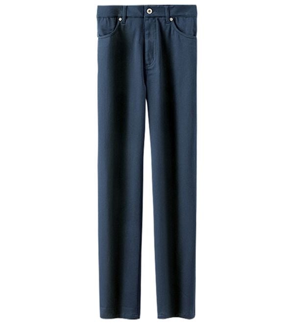 BELLUNA（ベルーナ）の「サラリ快適！蓄熱綿サテンストレッチカラーパンツ（フルレングスパンツ）」｜ネイビー