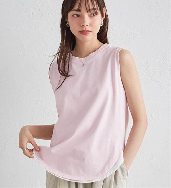 RANAN（ラナン）の「ひんやり！＜BC＞綿100％タンクトップ【選べる着丈】（カットソー）」｜詳細画像