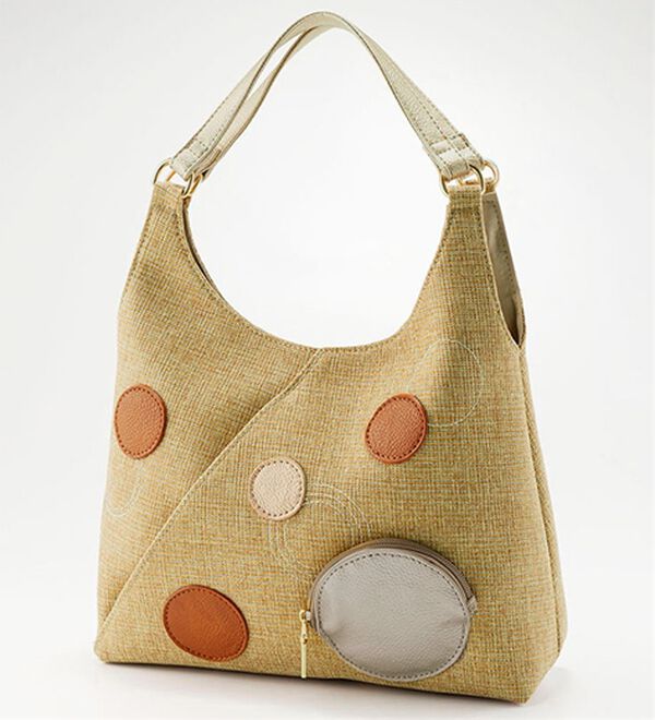 BELLUNA（ベルーナ）の「麻風ドットモチーフ手提げ（ハンドバッグ）」｜詳細画像