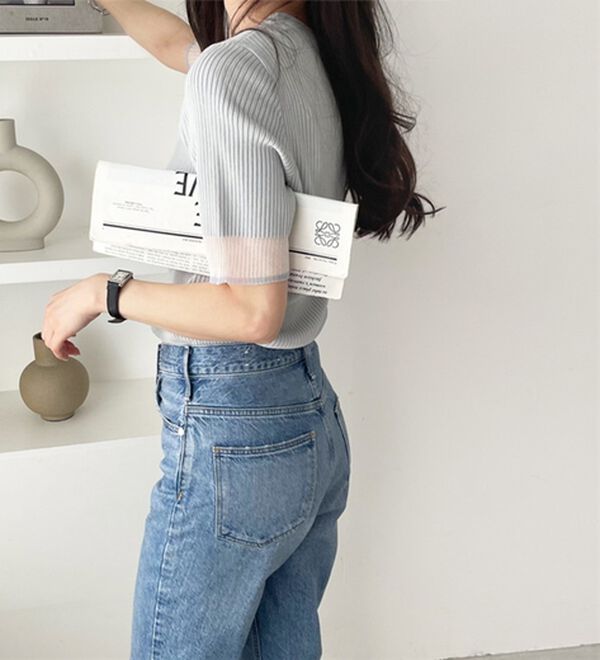 GeeRA（ジーラ）の「『ドラマ着用商品』 袖口シアーリブニット（ニット・セーター）」｜詳細画像