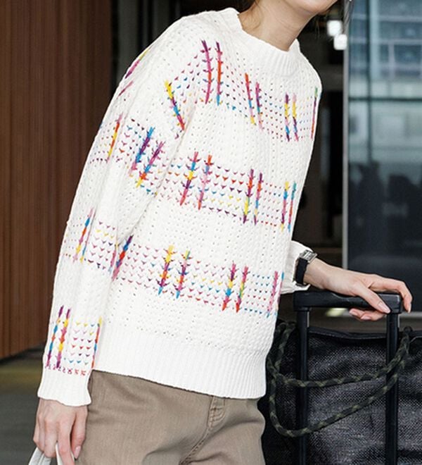 RANAN（ラナン）の「カラフルニットプルオーバー（ニット・セーター）」｜アイボリー系