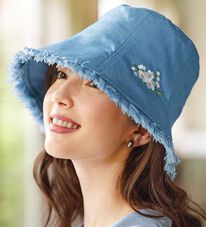 BELLUNA（ベルーナ）の「刺しゅうが可愛いフリンジデニムハット（帽子）」