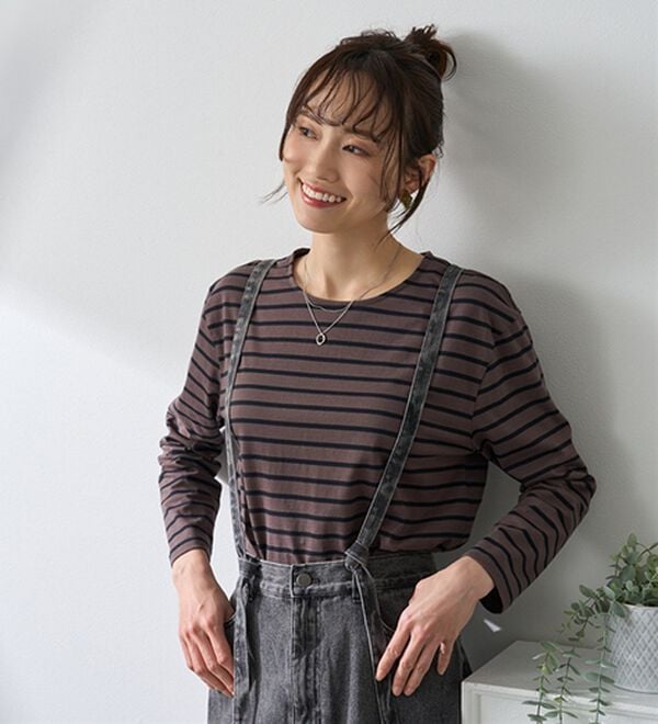 BELLUNA（ベルーナ）の「＜＆ｃｏｃｏｃｈｉ＞ハピネスコットン１００％しっかりボーダープルオーバー（カットソー）」｜詳細画像