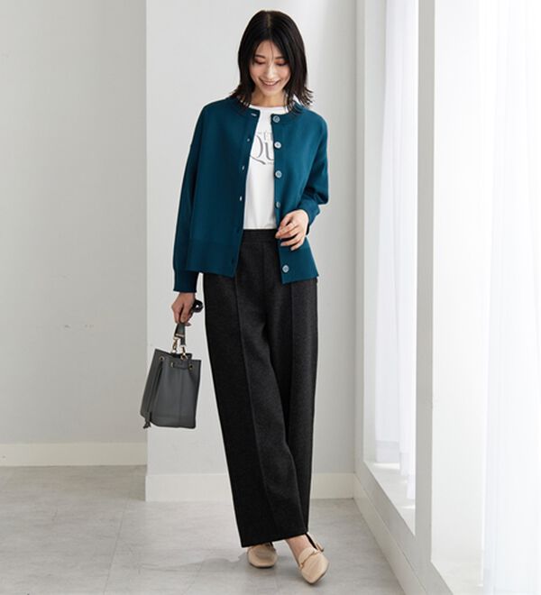 BELLUNA（ベルーナ）の「圧縮ニット素材ワイドパンツ（ワイドパンツ・ガウチョ）」｜詳細画像