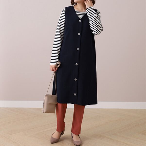 BELLUNA（ベルーナ）の「ボタン使いジャンパードレス（ジャンパースカート）」｜詳細画像