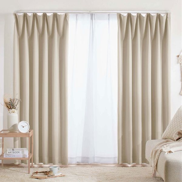 1・2級遮光＆断熱保温＆UV見えにくいレース付カーテンセット