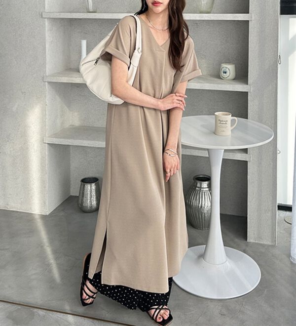 GeeRA（ジーラ）の「ひんやり快適！ジャカードスキッパーワンピ（カットソーワンピース）」｜詳細画像