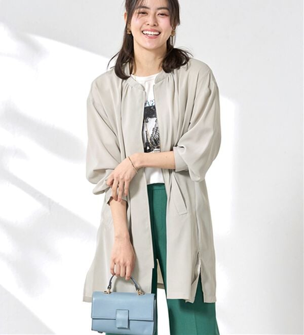 BELLUNA（ベルーナ）の「とろみ素材イージーケアロング丈ジャケット（その他ジャケット）」｜詳細画像