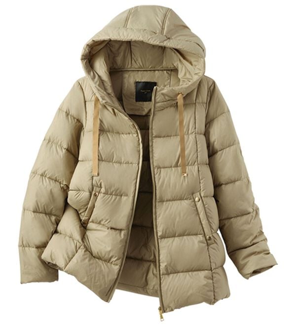 BELLUNA（ベルーナ）の「【ＦｕｗａｉｒＬｉｇｈｔ】フードデザイン軽量ダウンジャケット（ダウンコート・ジャケット・ベスト）」｜グレージュ