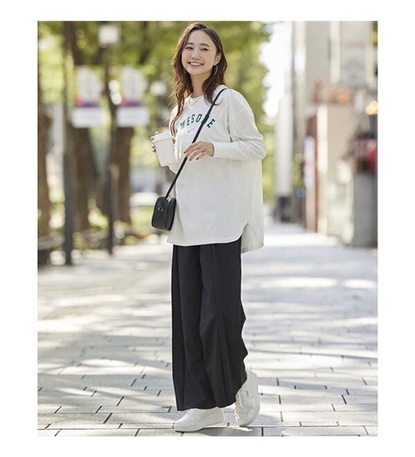 BELLUNA（ベルーナ）の「よれにくい！大人のロゴロングＴシャツ（カットソー）」｜詳細画像