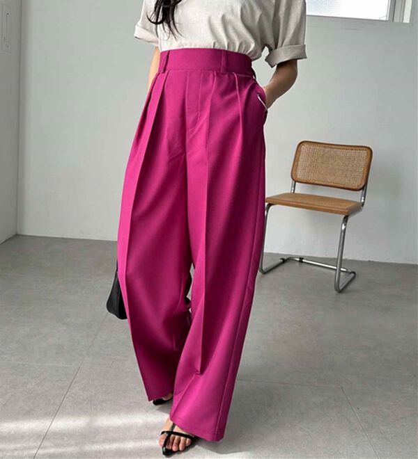 RANAN（ラナン）の「【選べる股下】きれい見え２タックワイドスラックス（ワイドパンツ・ガウチョ）」｜詳細画像