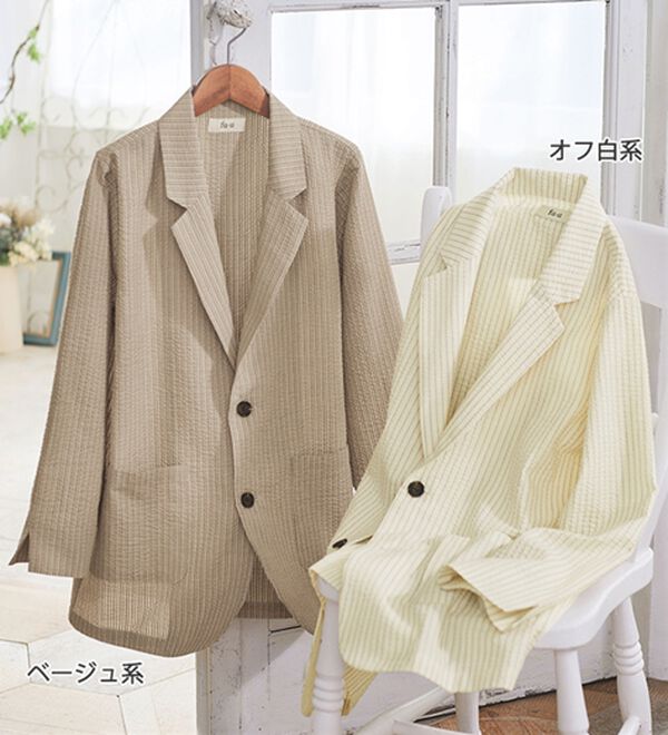 ルフラン（ルフラン）の「＜ｆｕ－ｕ＞洗える綿混サッカー素材ジャケット（その他ジャケット）」｜詳細画像