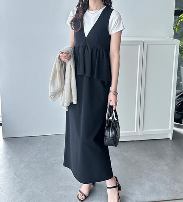 GeeRA（ジーラ）の「楽ちん！ペプラムジャンパースカート（ジャンパースカート）」｜詳細画像