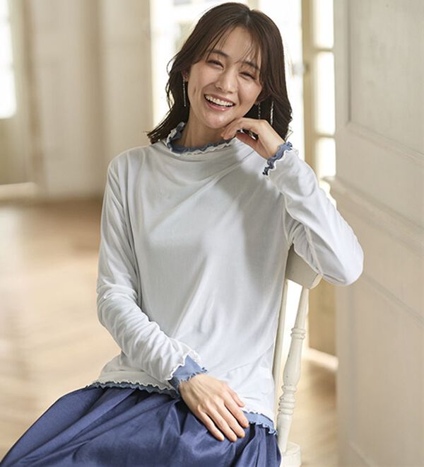 BELLUNA（ベルーナ）の「《重ねて楽しむ！》シアー素材ボトルネックプルオーバー（カットソー）」｜詳細画像