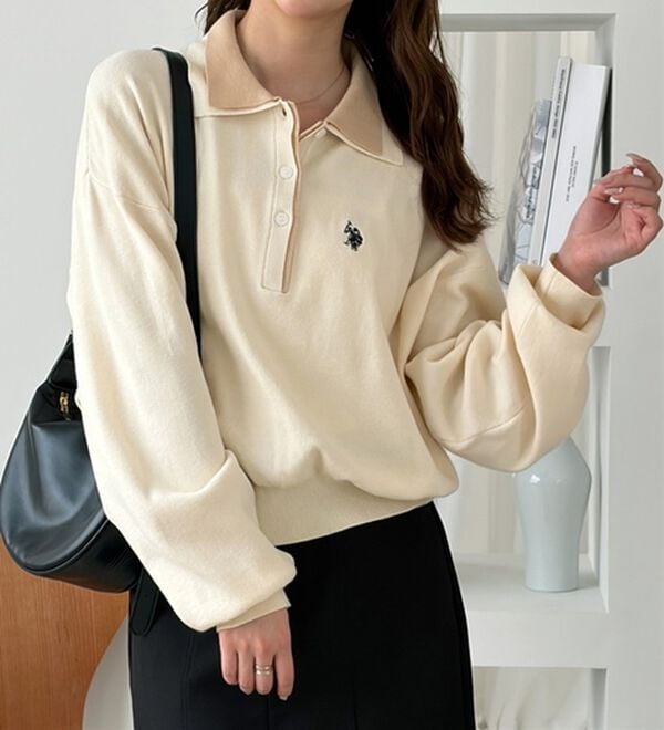 GeeRA（ジーラ）の「【Ｕ．Ｓ．ＰＯＬＯ　ＡＳＳＮ．】バイカラーポロ衿ニット（ニット・セーター）」｜詳細画像