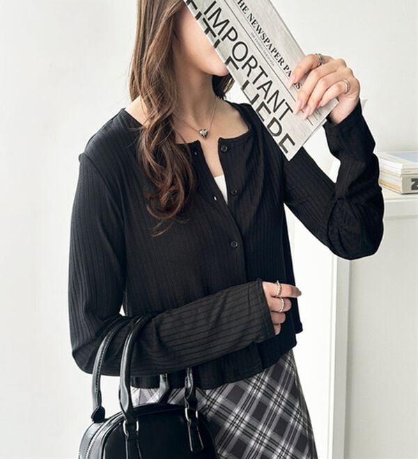 GeeRA（ジーラ）の「接触冷感リブショートカーデ（その他カーディガン）」｜詳細画像