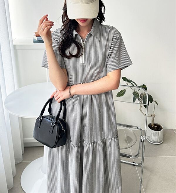 GeeRA（ジーラ）の「サッカーティアードハーフジップワンピース（その他ワンピース）」｜詳細画像