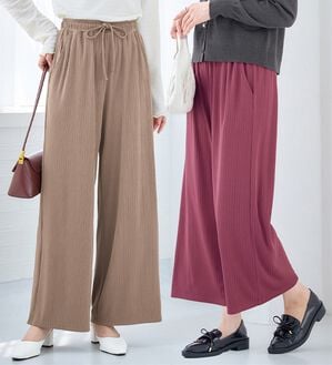 alotta（アロッタ）の「【選べる丈】のびのびストレッチリブワイドパンツ（クロップドパンツ）」｜詳細画像