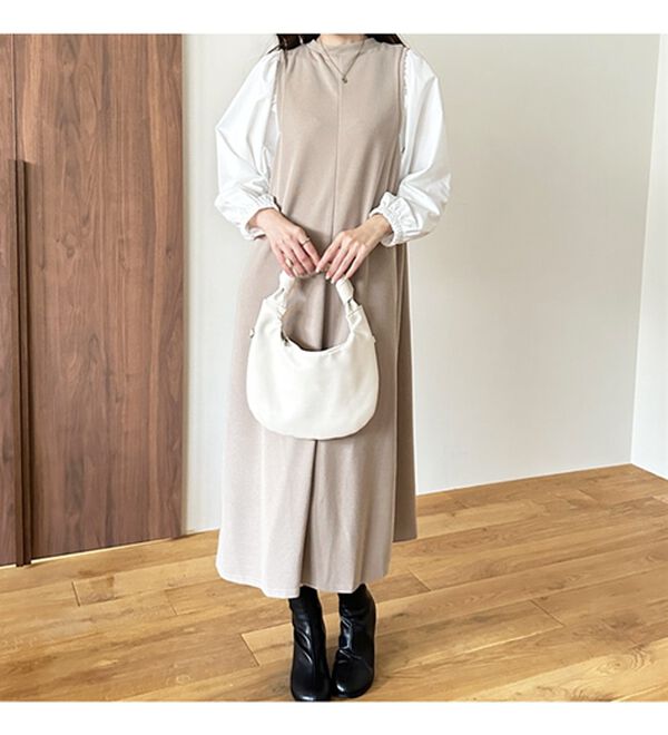 GeeRA（ジーラ）の「袖異素材カットソーワンピース（カットソーワンピース）」｜詳細画像