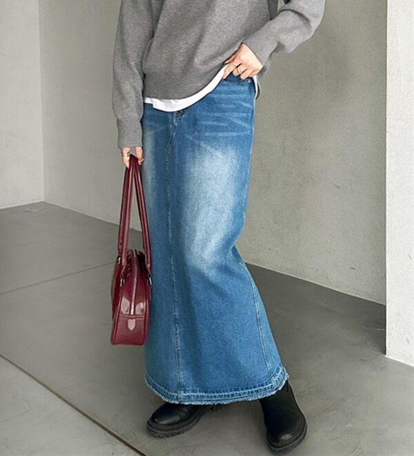 GeeRA（ジーラ）の「バックスリットデニムロングスカート（ロングスカート）」｜詳細画像