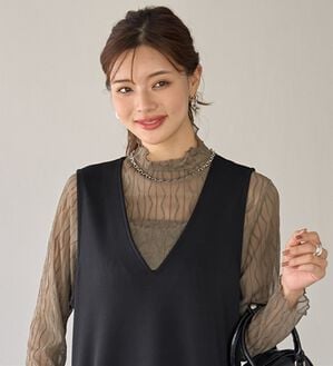 BELLUNA（ベルーナ）の「波柄立体ジャカードシアーインナー（カットソー）」｜モカ