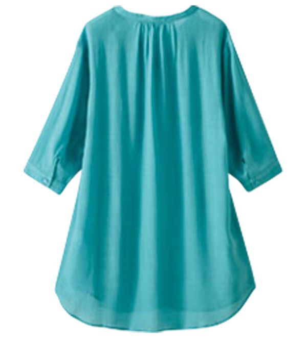 BELLUNA（ベルーナ）の「スラブ素材スキッパーデザインシャツチュニック（チュニック）」｜詳細画像