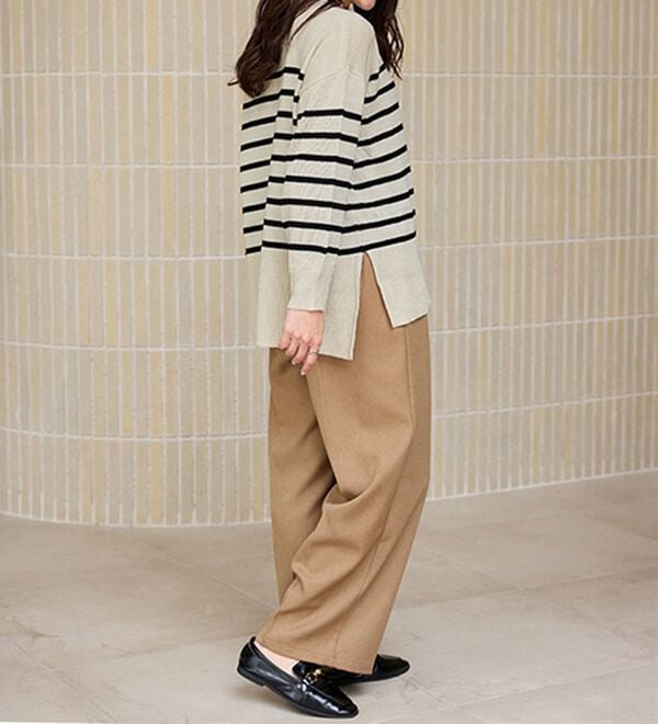 RANAN（ラナン）の「ワイドリブ使いカラーニットチュニック（ニット・セーター）」｜詳細画像