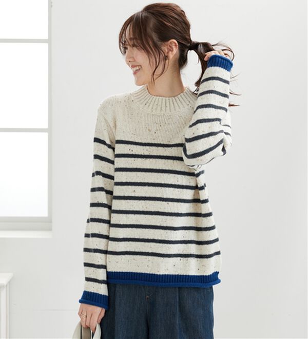 BELLUNA（ベルーナ）の「カラーネップ入り配色ボーダープルオーバー（カットソー）」｜詳細画像