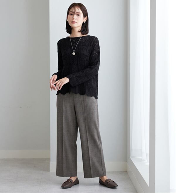 BELLUNA（ベルーナ）の「リボン柄透かし編ニットプルオーバー（ニット・セーター）」｜詳細画像