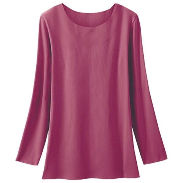 LAVIENNE（ラヴィエンヌ）の「吸湿発熱フラット仕立ての綿混クルーネックインナー（肌着・インナーウェア）」｜ワイン