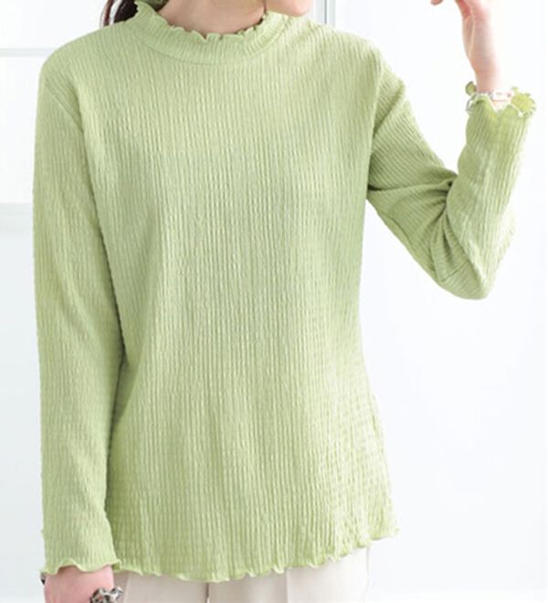 BELLUNA（ベルーナ）の「ジャカード素材ハイネックプルオーバー（カットソー）」｜グリーン