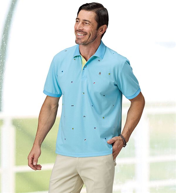 「＜ハッシュパピー＞ワッペン付配色ポロシャツ（メンズポロシャツ）」｜詳細画像